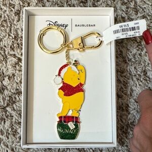 Disney BaubleBar Festive Pooh Keychain with Gold and Red